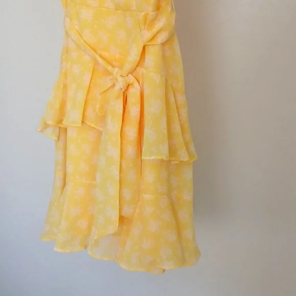 NWOT B. Darlin Bright Yellow Floral Ruffle Springtime Mini Dress Womans … - Picture 8 of 12